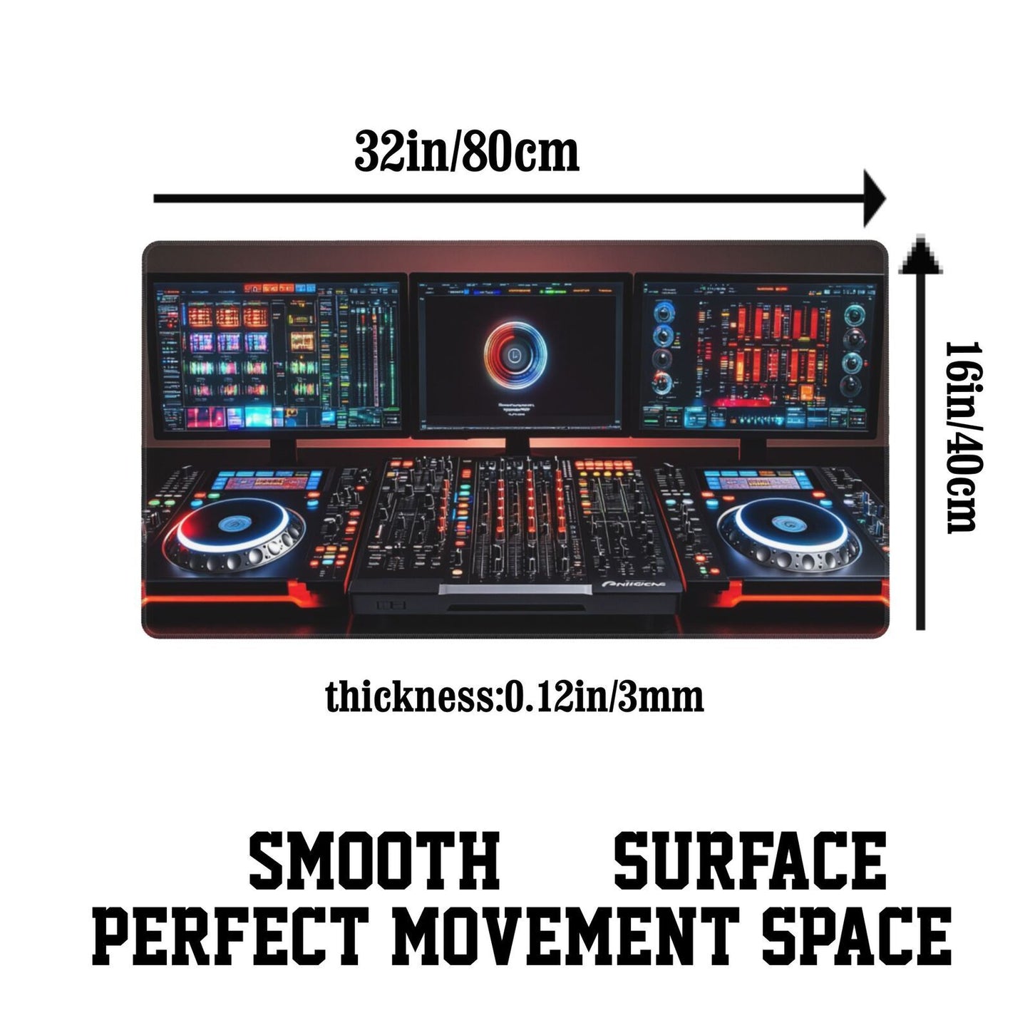 Pro DJ Mouse Pad, Designed Like Traktor Kontrol S4 MK3 - Illuminated Buttons, Jog Wheels, And Digital Display | Washable Non-Slip Rubber Base | Perfect for Music Production And Home Studios, DJ Accessories