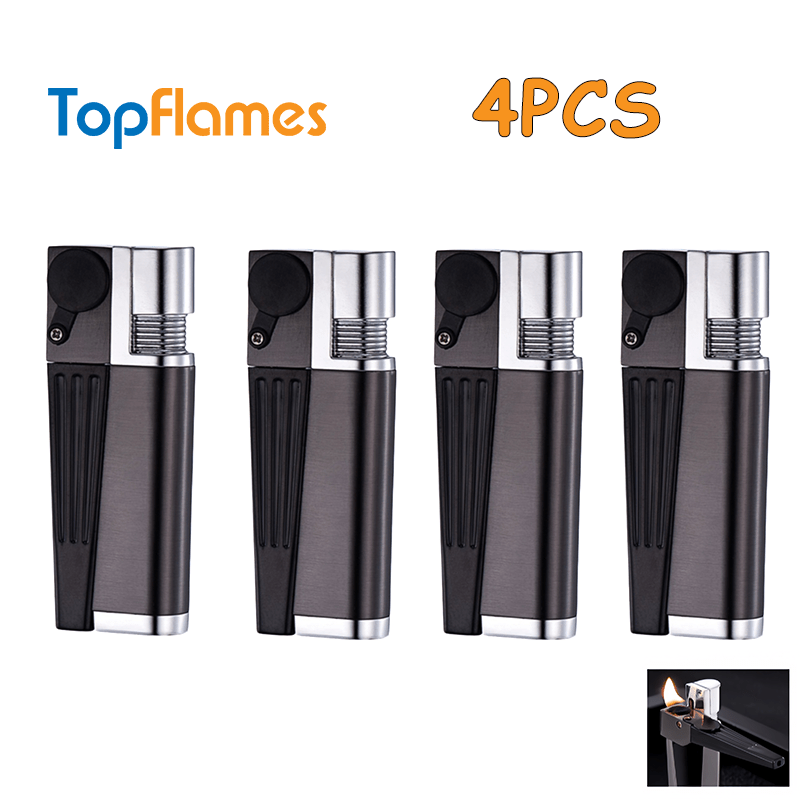 Buy One Get Four Free: 4-pack: 2-in-1 Retro Folding Pipe Lighter, Metal Portable Soft Flame Inflatable Lighter, One-piece Oblique Spray Butane Gas Lighter, Adjustable Flame, Gift for Boyfriend (excluding Butane Gas)