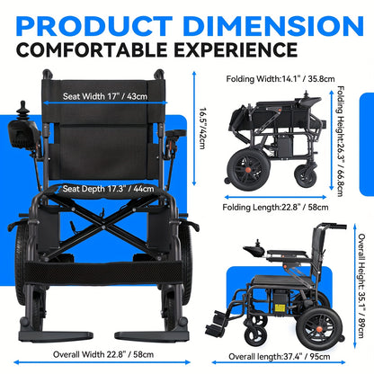 All-Terrain Foldable Smart Chair - 15+ Miles Range, 360° Smart Joystick, Dual Motor Power! for Seniors & Adults