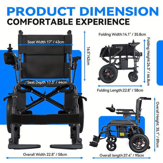 All-Terrain Foldable Smart Chair - 15+ Miles Range, 360° Smart Joystick, Dual Motor Power! for Seniors & Adults