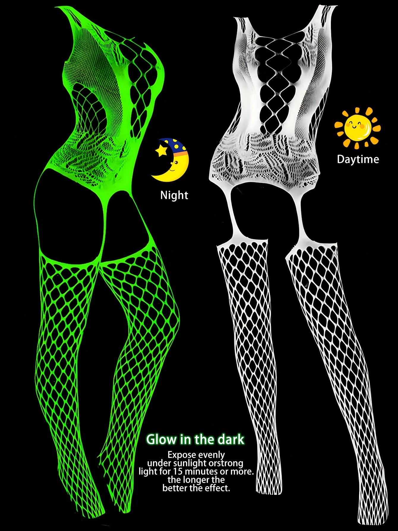 1pc Women's Glow-in-the-Dark Fishnet Onesie - Blue Fluorescent Glow Under Black Light - Activated Luminous High-Stretch Leggings with Skeleton Design - No Padding & Hand Washable - Sexy Lingerie for Valentine's Day, Music Fes