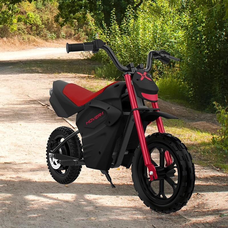 Hover-1 My First Dirt Bike for Kids - 300W Motor, 9MPH Max Speed, 9 Mile Range, 12" Off-Road Tires, 120LB Max Weight, Twist Grip Throttle & Rear Disc Brake Electric Dirt Bike for Kids Ages 5+ Years
