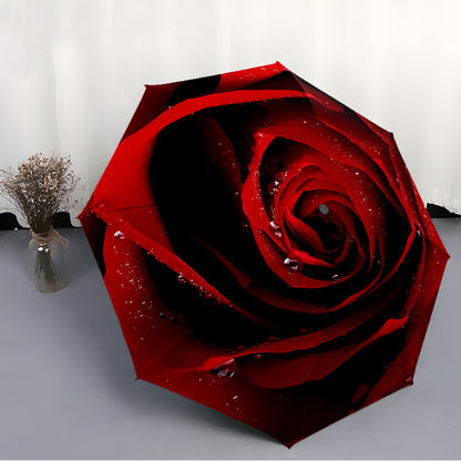 Red Rose Style automatic automatic automatic umbrella sun protection folding umbrella parasol portable travel decoration fashion umbrella holiday gift
