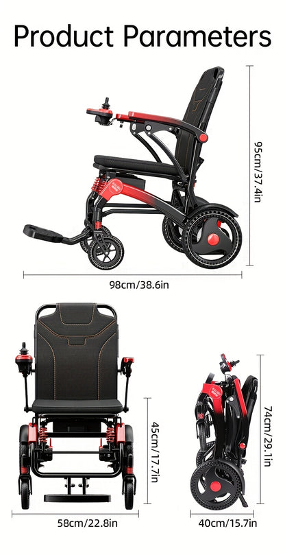 Electric Wheelchair For Seniors, 500W High Power, 30+ Miles Long Range, Foldable, EABS Braking