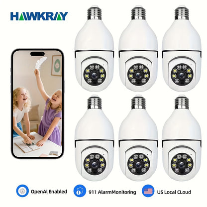6pcs 4MP HD Wireless Security Camera System Can Monitor And Protect Your Family And Pets In Real Time Through 2.4G/5Ghz WIFI, Color Night Vision, 911 Artificial Intelligence Indoor Monitoring And Two-way Voice.