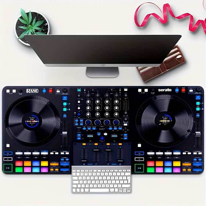 1Pc 2D Print, Blue DJ booth mouse pad and desktop pad - anti-slip rubber base, suitable for PC, laptop, office and gaming Settings - suitable for gaming and office use, durable desk pad, Ideal gifts for birthdays, Christmas a