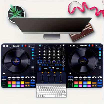1Pc 2D Print, Blue DJ booth mouse pad and desktop pad - anti-slip rubber base, suitable for PC, laptop, office and gaming Settings - suitable for gaming and office use, durable desk pad, Ideal gifts for birthdays, Christmas a