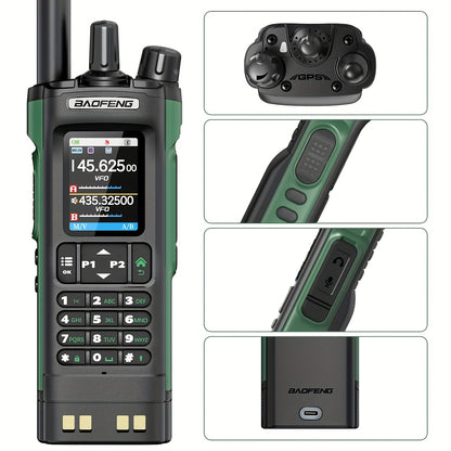 BAOFENG UV-32 Walkie Talkie GPS 10W Long Range Handheld NOAA Weather Receiver Rechargeable Walkie Talkies With GPS, AM, Copy Frequency, USB-C Rechargeable Battery Two Way Radio For Camping Hinking