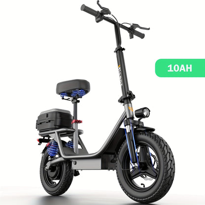 Hisent Adult Electric Scooter- 20 Mph, 740W Peak Motor, 10Ah/15Ah Lithium Battery, 15-40 Mile Range, 14 Foldable With Seat And Storage Box, Dual Suspension, Dual Brake System, Ample Storage, Alloy Steel Frame Durable, Commute