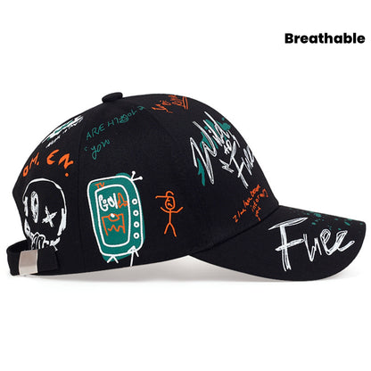Two-piece "one hat and one decorative necklace" combination, new youth hip-hop baseball cap, exquisite embroidery adjustable lightweight and breathable travel, travel, size, and holiday gifts best choicesuitable for men and w