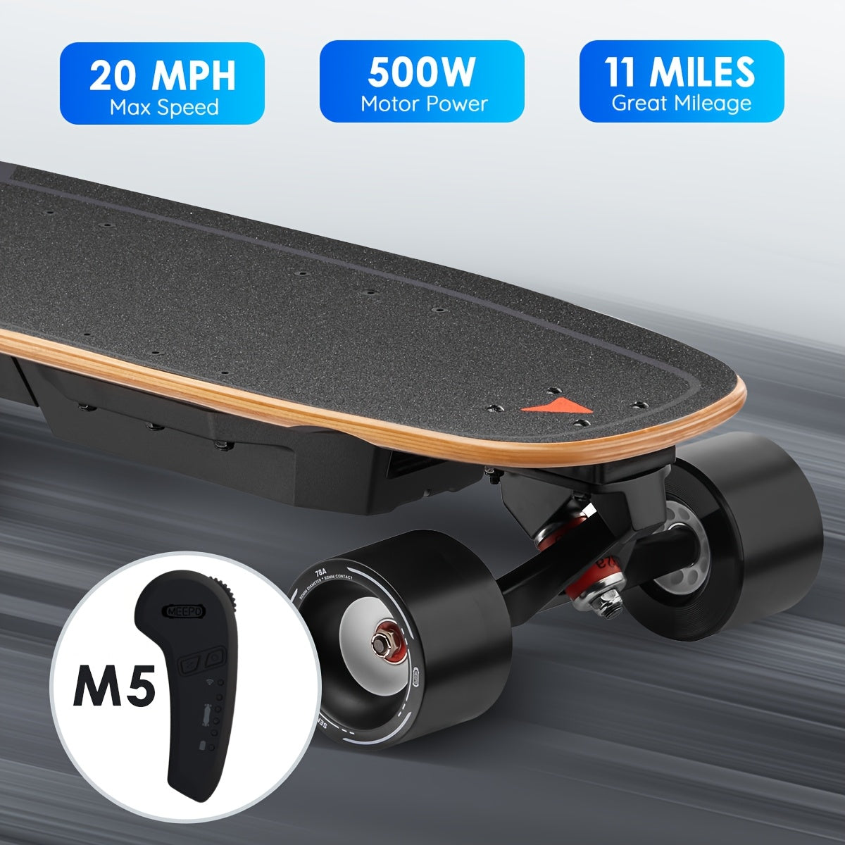 MEEPO Mini Electric Skateboard with Remote, 4 Speed Smooth Remote Controller, 11 Miles Range, 330 Pounds Max Load, Maple Cruiser for Adults And Teens, Mini5, Outdoor Activity Equipment, Urban Commuting Aid, Portable Personal