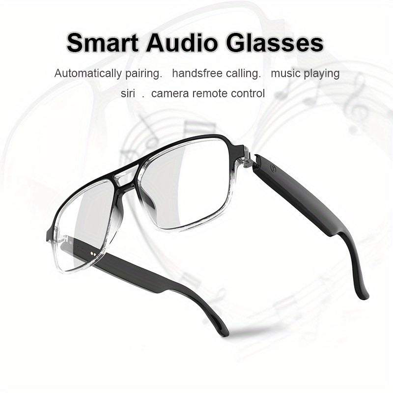 Smart Glasses with Built-in Speaker & Color-Changing Lenses. Features Open Ear Audio, Touch/ Voice Control, Anti-Blue Light, USB-C Charging. Lightweight & Durable Frame for Running, Fishing, Rock Climbing. Includes Case - The