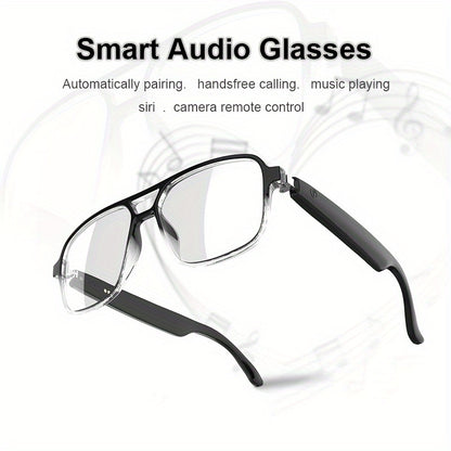 Smart Glasses with Built-in Speaker & Color-Changing Lenses. Features Open Ear Audio, Touch/ Voice Control, Anti-Blue Light, USB-C Charging. Lightweight & Durable Frame for Running, Fishing, Rock Climbing. Includes Case - The