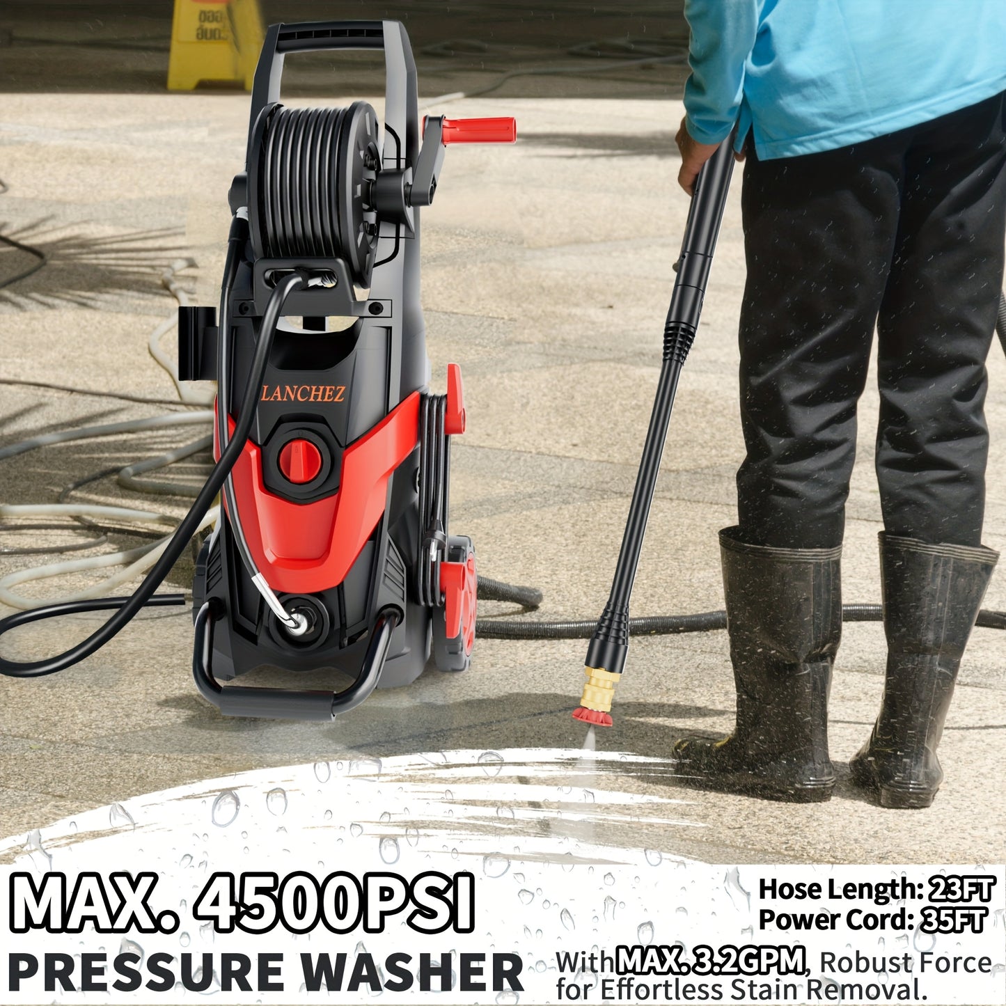 4800PSI High Pressure Washer, Electric Power Washer W/ 16.91oz Foam Cannon, 6 Quick Connect Nozzles, 35ft Hose & Water Filter for Car Wash, Home, Driveway, Patio, Fence Cleaning, Electric High Pressure Washer, Portable Pressu