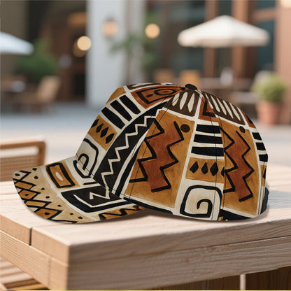 1pc 2D African Tribal Geometric Design Print Baseball Cap - Adjustable Polyester Snapback Hat with Full-Body Vibrant Print, Ideal for Streetwear, Sports & Outdoor Running., Festival Accessory, Casual Wear, Breathable Material
