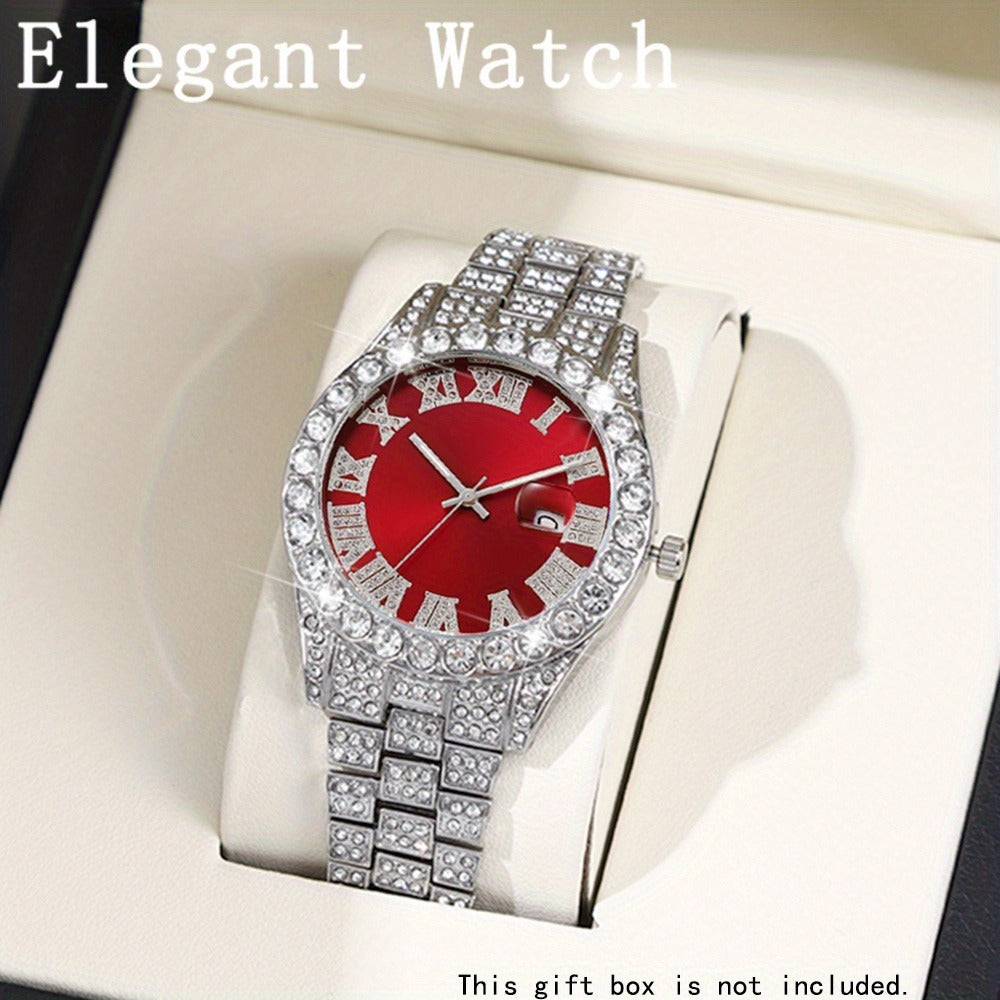 6pcs/ set Men Watch, Luxury Men Watches, Alloy Watch Strap Watch for Men, Quartz Watch, Calendar Adjustable, Work and Daily Decorationfor Casual Attire, Hristmas Present Halloween GiftIdeal Choice for Gifts Wrist Watch, Reloj