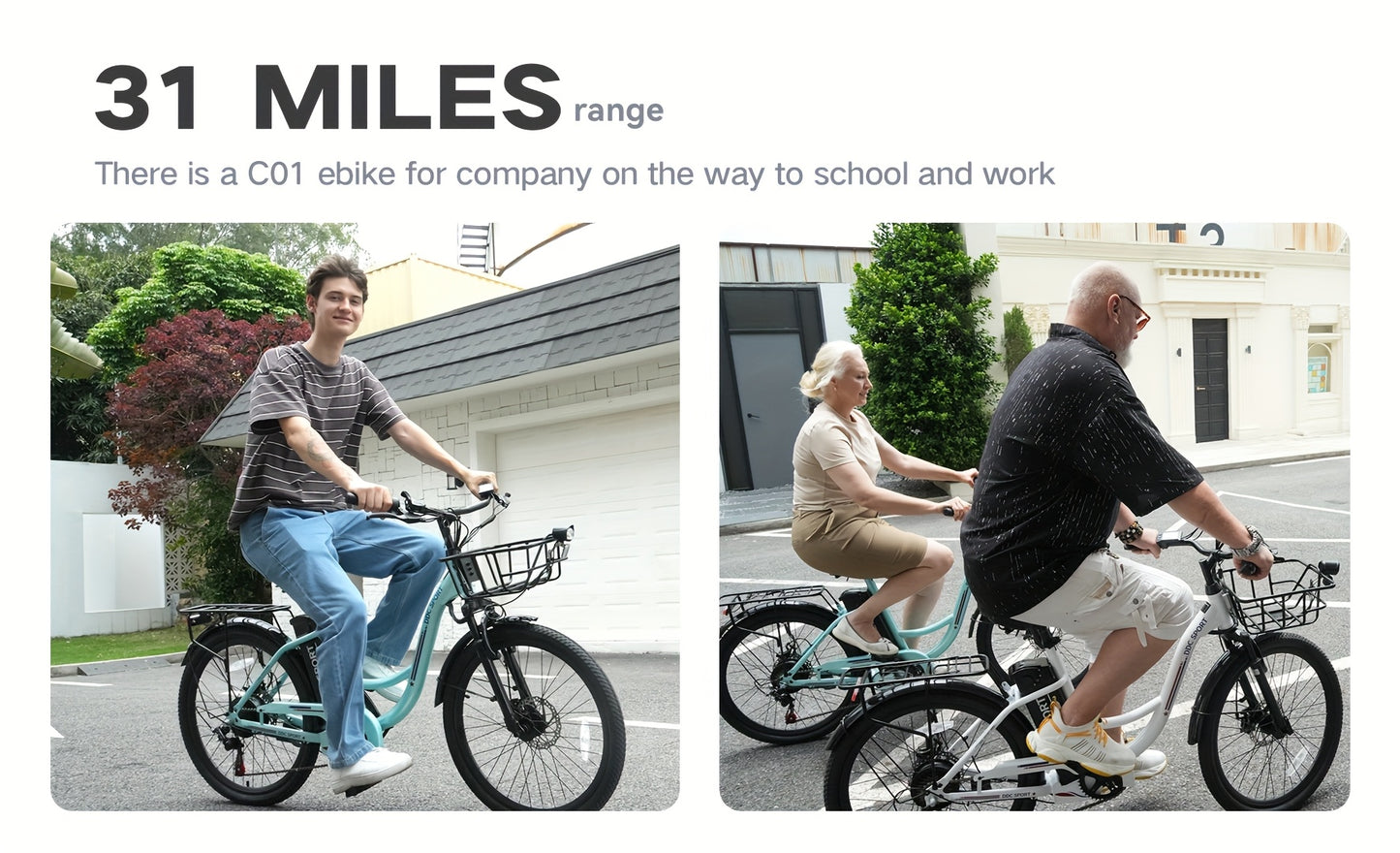 350-500w Powerful Motor, 20-26MPH Commut Erelectric Bike, LCD Display, 7 Speed Shift Adult Electric Bicycle, 36V 10.4A Lithium Battery, 24-inch Wheels, Aluminum Alloy Body, Front Fork Shock Absorber, Headlights, Night Driving