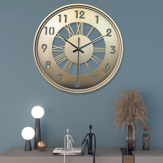 One 16-inch large wall clock, silent with no ticking sound, battery-powered digital clock, industrial metal indoor clock, suitable for living rooms, kitchens, cafes, home decor - available in black, Golden, and Silvery