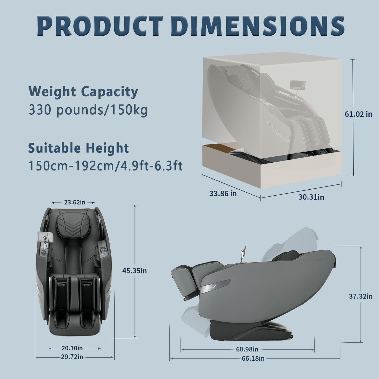 3D Massage Chair Full Body Zero Gravity Recliner - with Heated Heat, 12 Auto Massage Modes, Shiatsu Foot Massage, with 55" SL Track, 28 Airbags Massage, Foot Roller