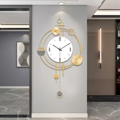 1pc Modern Minimalist Large Wall Clock with Black & Golden Face - Large Easy-to-Read White Hands, Black/White/Golden Iron Frame, Quiet Sweep Movement, Shut-Off, - for Home, Office, Restaurant Decor - Elegant Modern Home Decor