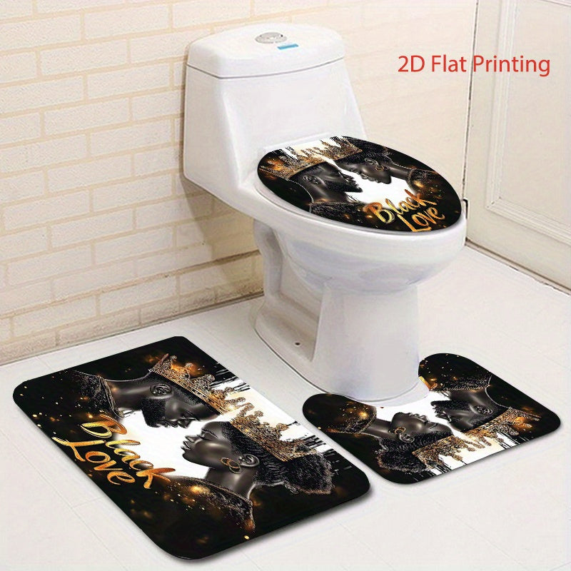 1pc/4pcs Bathroom Bath Shower Curtain Set with 12 Hooks, Toilet Seat Bath Mats and Rugs Non-slip Carpet Toilet Covers, Polyester Curtain for Bathroom Accessories Home Decor