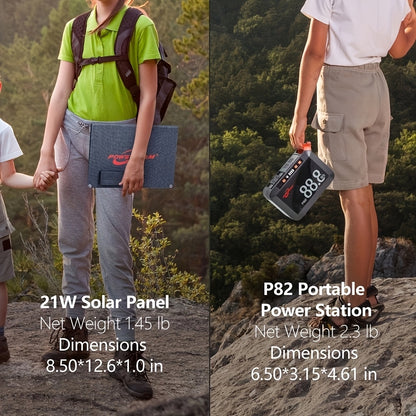 POWSTREAM 88.8Wh/237Wh Portable Power Station With AC Outlet 80W, 24000mAh Solar Generator With Panel 21W/60W Included, Solar Powered Power Bank For Outdoor Camping Adventure Home Backup Emergency RVs