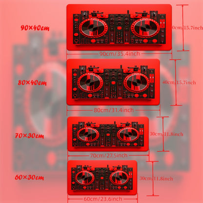 1pc XXL Red DJ Equipment Design Gaming & Office Mouse Pad - Non-Slip Rubber Base, Multi-Functional Large Desk Mat for Computer, Music Production, DJ Setup, Home & Studio Decor, Dj Gifts, Computer Workspace, Modern Workspace,