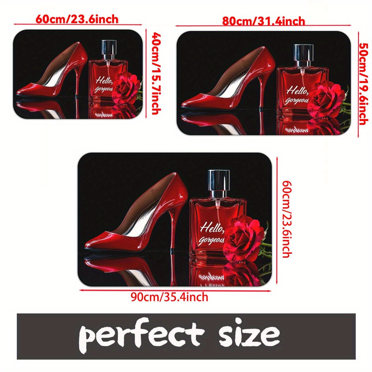 1pc Fashion-Themed High-Heel Shoe & Perfume Bottle Design Door Mat - Absorbent Microfiber, Machine Washable Polyester Rug for Bathroom, Bedroom, Living Room Entrance, Shoe