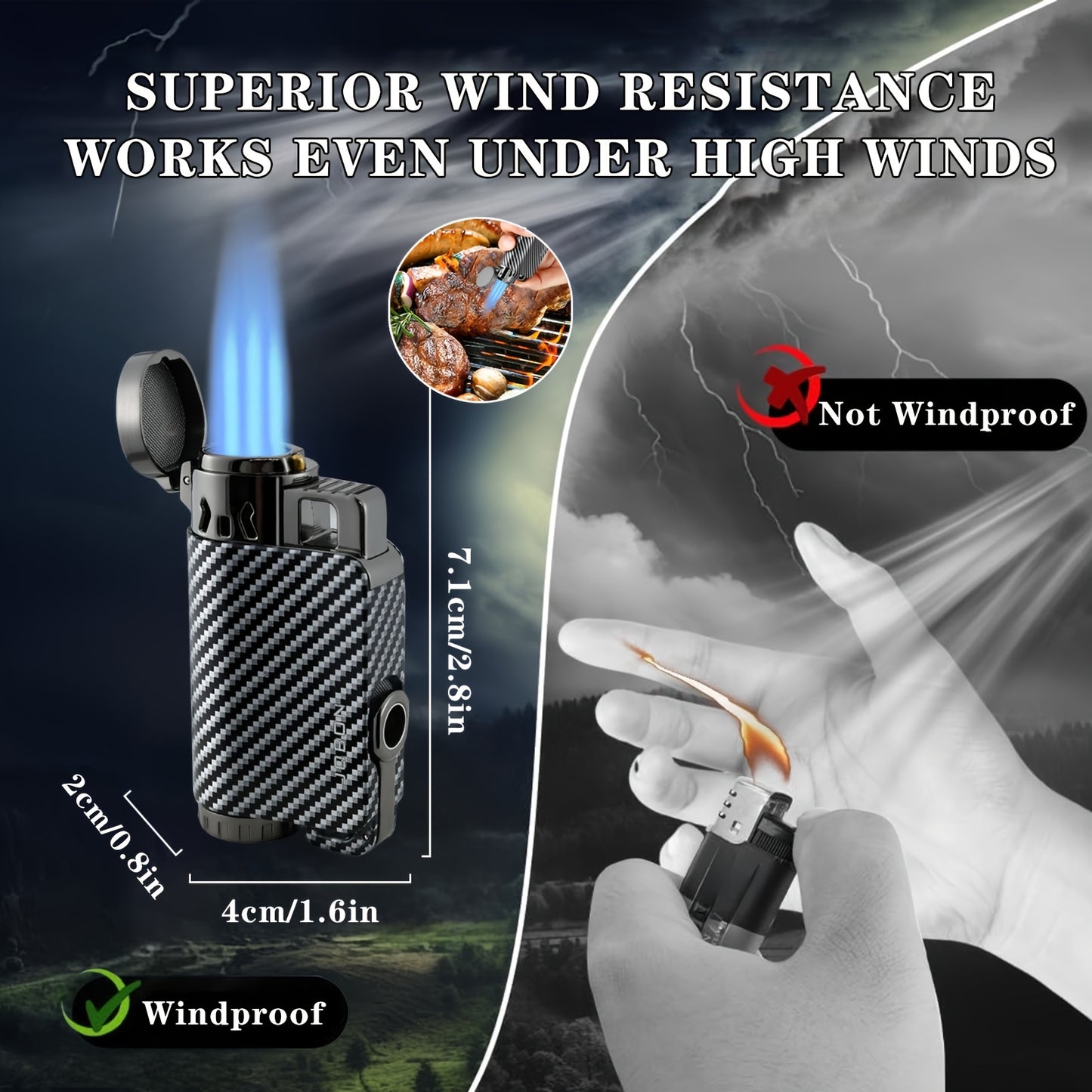 New Butane Spray Gun Lighter with Windproof Features, Direct Blue Flame, Visible Air Window, Adjustable Flame, And Circulating Inflation. It'S Multifunctional And Ideal for Outdoor Barbecues, Cooking, Welding, Lighting Candle