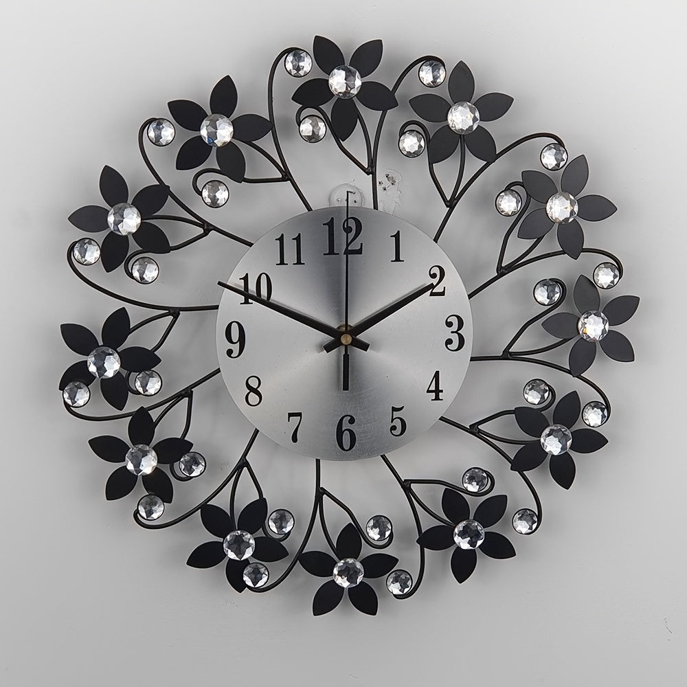 1pc Modern Minimalist Large Round Wall Clock with Black Hands & White Face - Large Easy-to-Read Numerals, Black Frame, Beige/White/Gray Tones - Iron Construction for Living Room, Bedroom, Kitchen, Office - Quiet Sweep Movemen