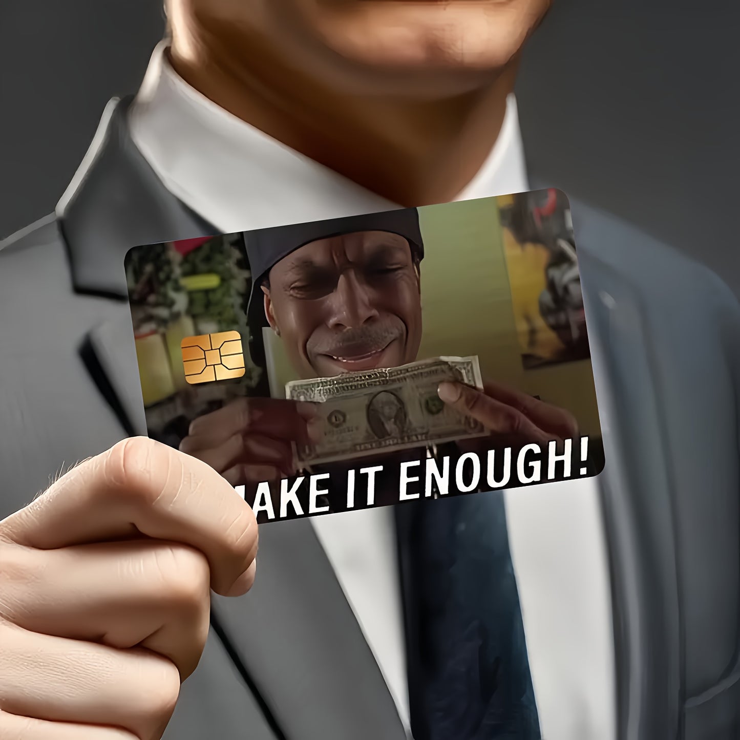MAKE IT ENOUGH! Fun Waterproof Stickers for Credit Card Beige Covers, Ultra-Thin, High-Quality, Scratch-Resistant, Suitable for Credit Cards, Bank Cards, Bus Cards, Removable Self-Adhesive for Most Cards, Ideal Gift for Frien