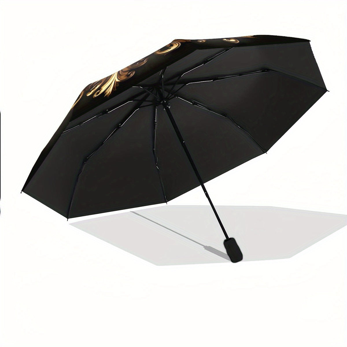 Automatic Open/Close Umbrella with Lion Crown Design - Luxury Black & Golden collapsible umbrella, 8-Rib sturdy frame, Automatic Folding for Travel, Formal Events - Regal Gift for Birthday, Christmas, Special Occasions, Every