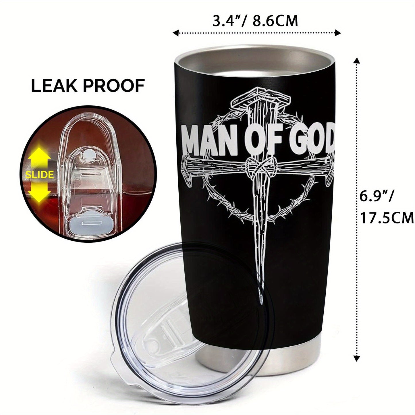 Christian Tumbler for Men Christian Gifts for Men, 20oz Tumbler with Straw and lid, Inspirational Gifts for Men, Graduation Gifts for Men, Travel Mug Coffee Cup, 1pc