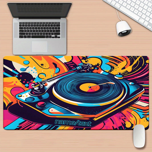 1pc Customizable Turntable Mouse Pad - Vibrant Colorful Design, Non-Slip Rubber Base, XXL Size for Gaming & Office Desk Decor, Multi-Functional Computer Mouse Pad with Personalized Name/Text Option, Mouse Pads for Desk, Dj Mo