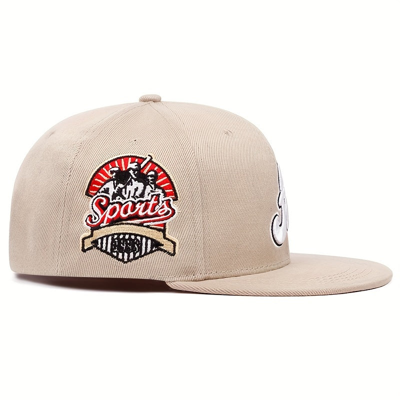 AC Embroidered Snapback Cap for Men & Women - Outdoor Sports Fashion Flat Brim Hat with Side Lettering, Hand Washable Acrylic Knit Fabric - Single Pack - For Sports Enthusiasts & Casual Wear - Perfect Gift for Outdoor Lovers