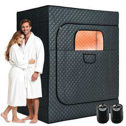 LUXOAK Portable for home Steam Sauna Tent for Two - No Electricity Needed, Quick Setup & Compact Design with Ventilation System, Spacious Interior for Couples, Gym, Spa, or Personal Use - Ideal for Home, Travel, or Commercial