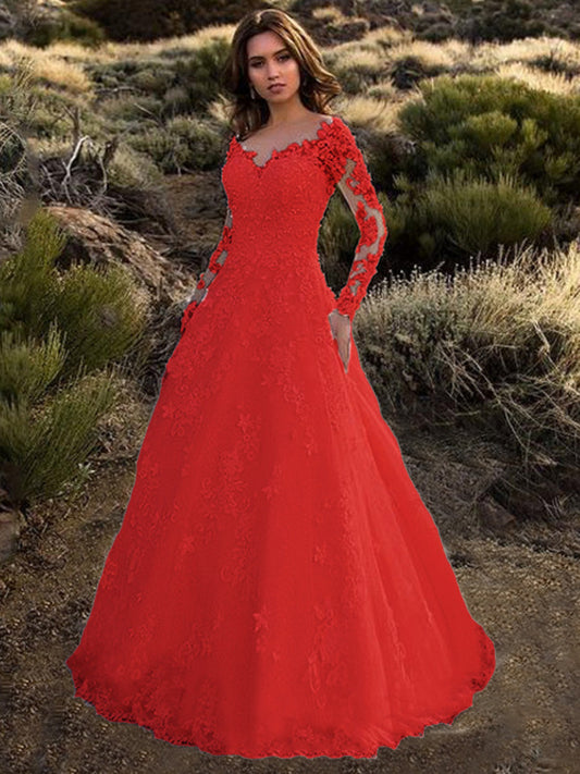 Off Shoulder Wedding Gown Euro Womens Wear Long Sleeve Elegant Design Slim Fit Bridal Dress Statement Outfit for Special Occasions