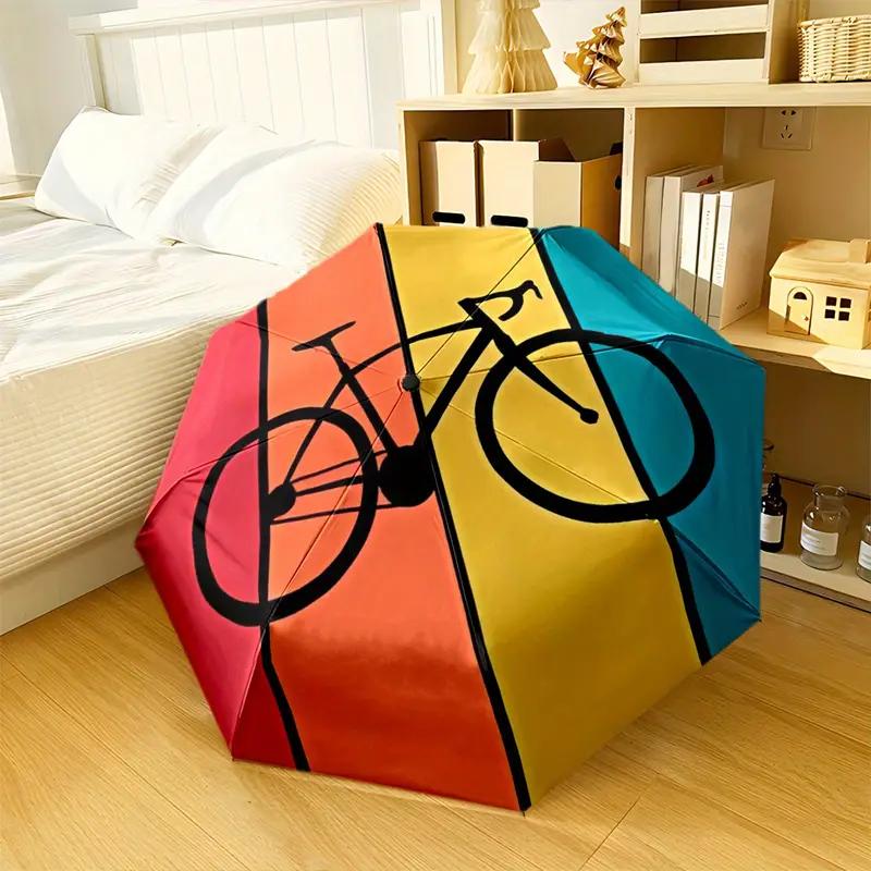 1pc Open/Close /Umbrella - Heavy-Duty 8-Rib Frame, Compact Folding Umbrella with Red/Yellow/Blue/Green Striped Canopy for Outdoor Travel, &  Days - Portable Manual Parasol, Ideal Christmas Gift for s &