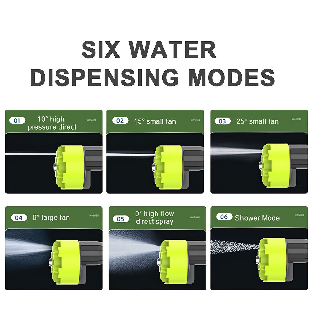 Cordless High-pressure Car Wash Water Gun, 6-in-1 Nozzle And Bucket, Portable High-pressure Electric Car Wash Machine for Car, Courtyard, Garden And Outdoor Cleaning, Garden Cleaning Tool, Multi-functional Cleaning Tool, Car
