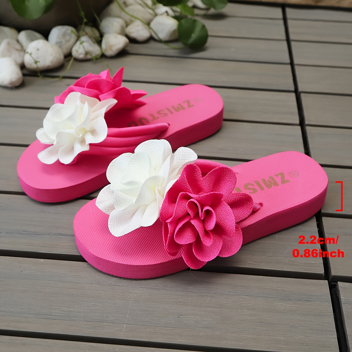 Women's Slip-On Floral sandal - Slipresistant Rubber Sole, Pink & Yellow Floral pattern, Cushioned insole - All-Season Beach, Casual, Formal Footwear - Easy-Clean Women's Shoes