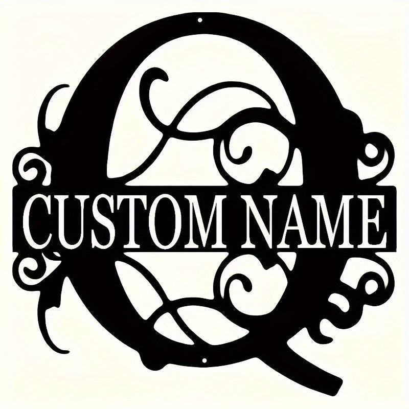 Customized Metal Surname Sign - Personalized Black Art Deco Wall Decor, Reusable Matte Finish, Detachable Pre-pasted Metal Accent - For Home Decor - Suitable for Living Room, Bedroom, Garden, Outdoor Spaces - Unique Gift for