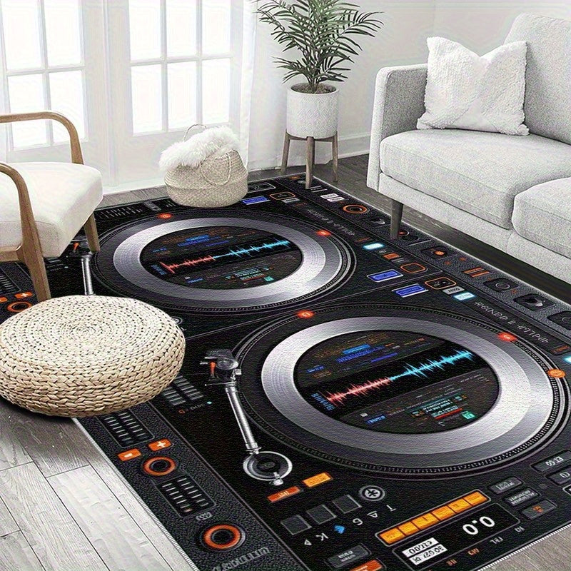 1pc Electronic Style Area Rug | Lightweight, Washable, Easy-to-Clean Polyester Carpet, Ideal for Bedroom, Living Room, Office, Balcony, and More