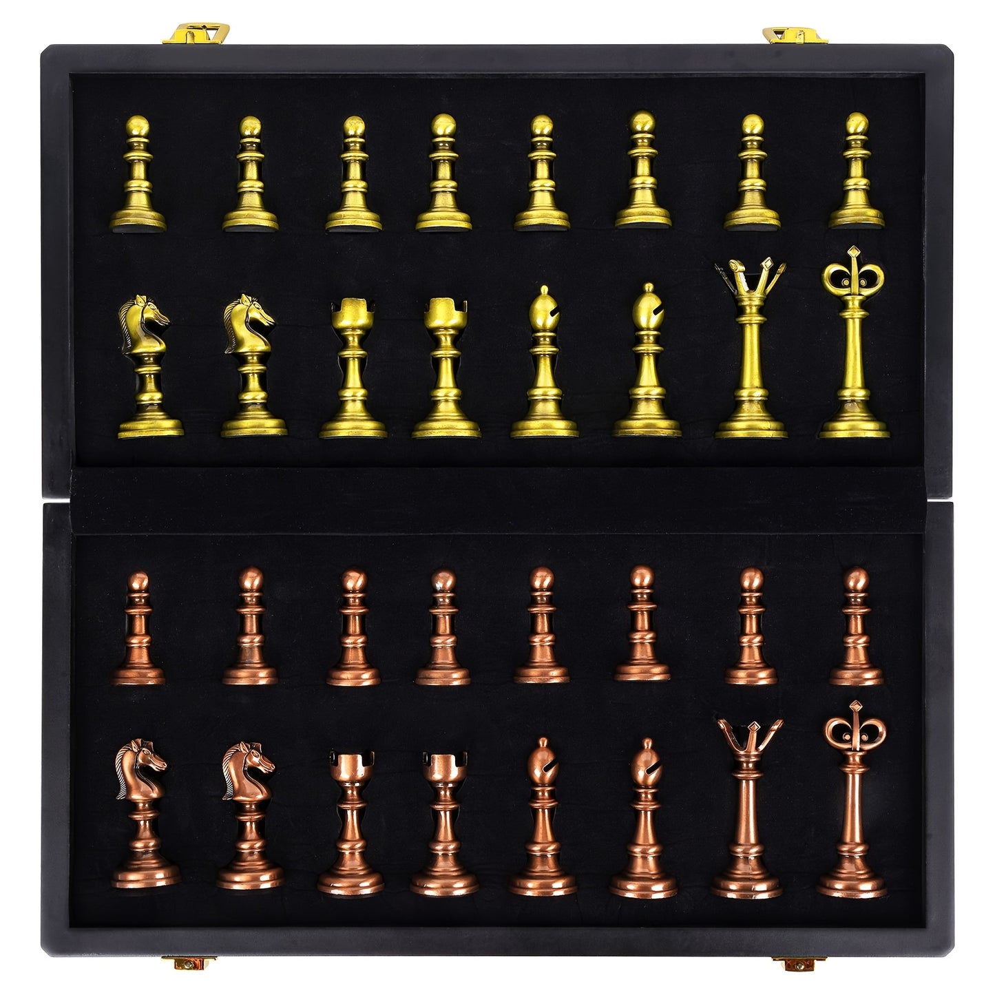 Vintage Metal Chess Set For Adults, 15" Wooden Chess Board With Metal Chess Pieces Travel Chess Set With Retro Chessmen, Collectible Elegant Chess Game, Family Vintage Board Game
