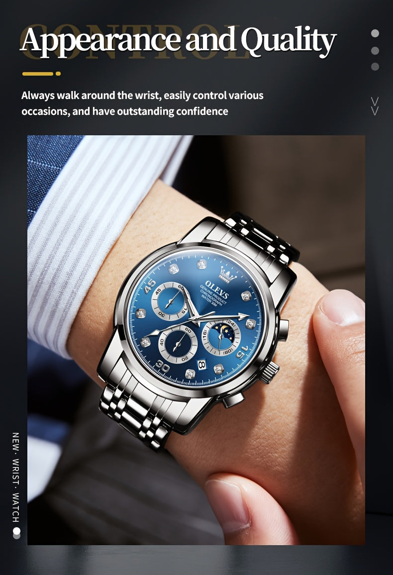 OLEVS Stainless Steel Luminous Business Quartz Watches For Men Luxury Top Brand Fashion Original Men'S Wrist Watches Classic New Trend High Quality Best Selling Men'S Watches