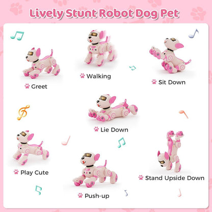 VATOS Interactive Robot Dog Toy with Voice Control & Remote, Smart Robotic Puppy with Touch Sensors, 20+ Responses, Programmable Moves, USB- Interactive Learning Toy with Expressive Eyes & Bark, for Boys & Girls Ages 3+ (Pink