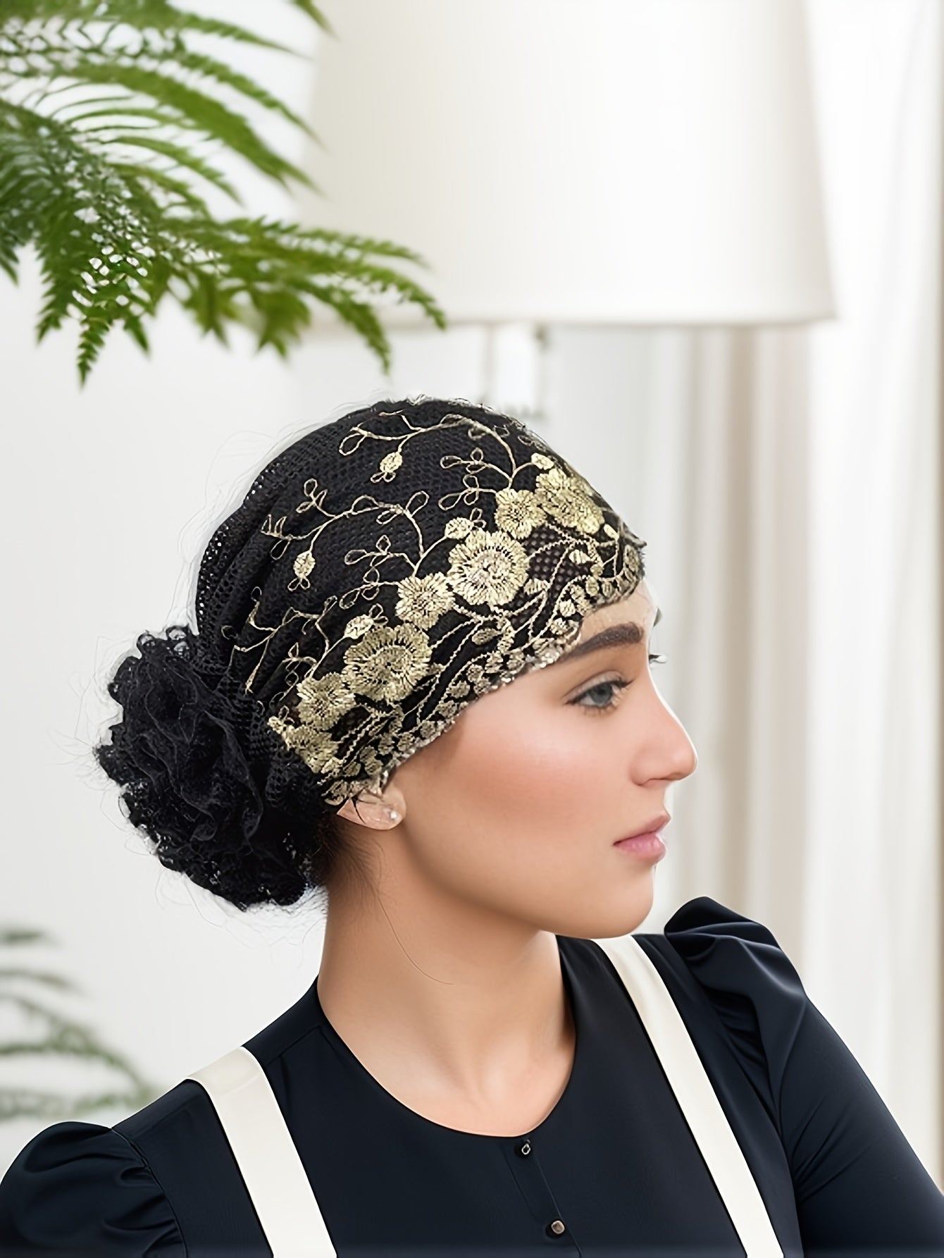 2pcs Women'S Embroidered Floral Breathable Stretch Headwrap | Multi-color Elastic Casual Cute Bohemian Muslim Turban for Hair Covering and Daily Wear