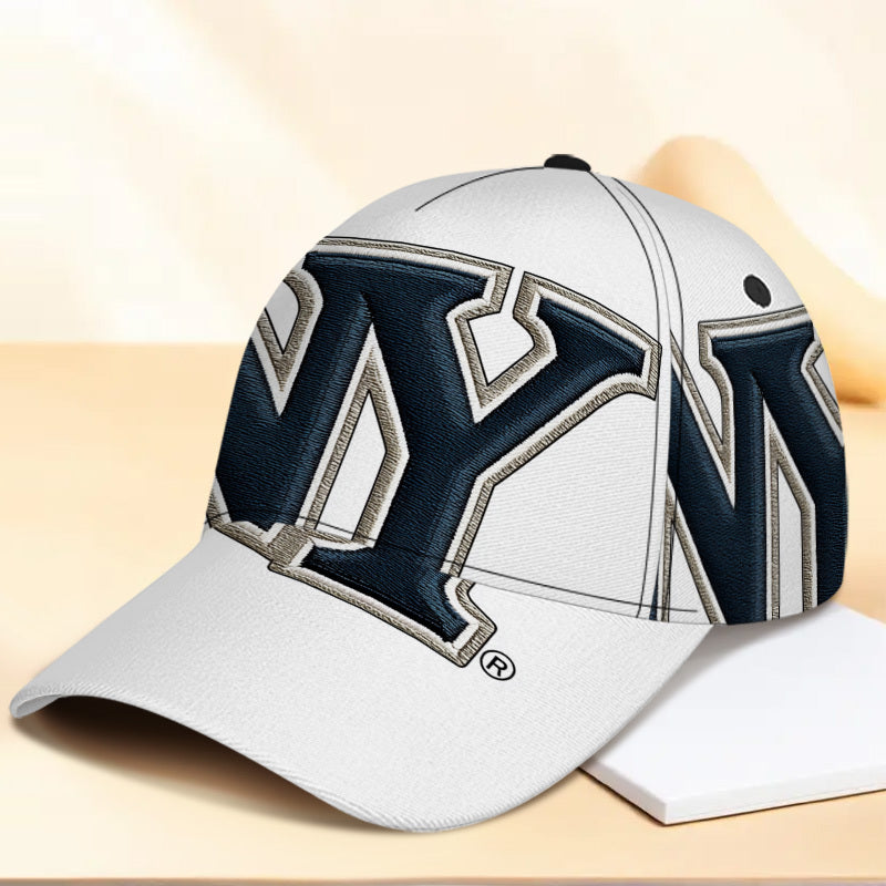 1pc NYC Embroidery Snapback Cap - Lightweight Polyester Baseball Hat with Full-Body Vibrant NY Logo Print, Black & White Street Style for Running, Sports & Casual Wear, Sports Cap | Funky Style Cap | Durable Headgear