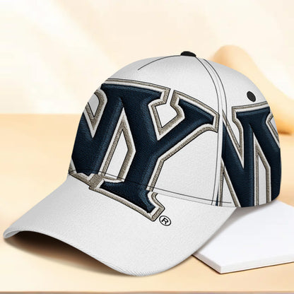 1pc NYC Embroidery Snapback Cap - Lightweight Polyester Baseball Hat with Full-Body Vibrant NY Logo Print, Black & White Street Style for Running, Sports & Casual Wear, Sports Cap | Funky Style Cap | Durable Headgear
