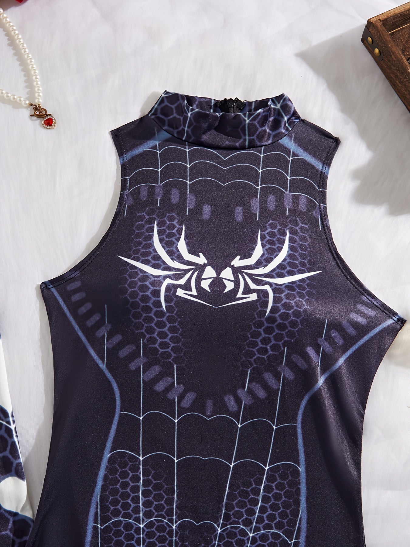 Spider-Themed Cosplay Costume Set - Sexy Lingerie Onesie & Socks with Web Pattern, Vibrant & Design, Perfect for Adult Cosplay Enthusiasts, Cosplay Outfit, Cosplay Lovers