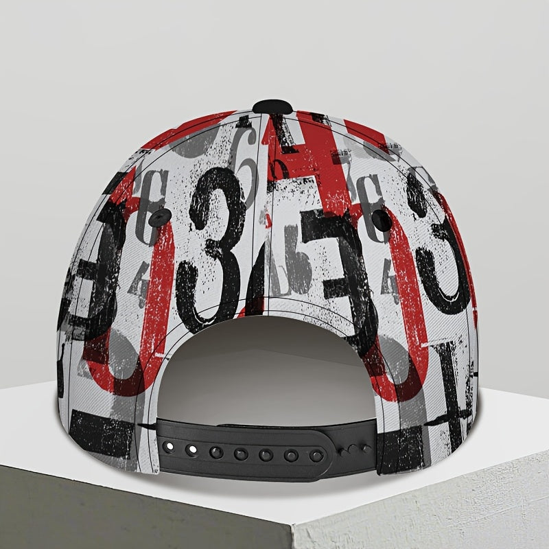 1pc Funky 2D Graffiti Number Snapback Hat - Full-Body Numbered Design (1-9/0) | Bold Graffiti Print for Outdoor Sports, Streetwear & Holiday Parties | Durable Polyester Cap for casual Wear & Athletic Activities